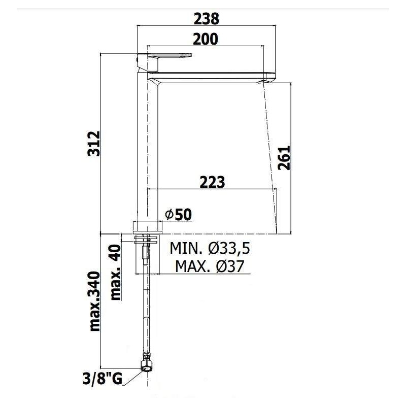 Rubinetti alti per bacinella Miscelatore per lavabo alto Paffoni Candy CA081CR