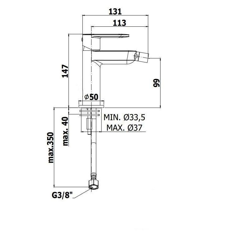 Einhebel-Bidetarmaturen Bidetmischer aus verchromtem Messing Paffoni Candy CA131CR