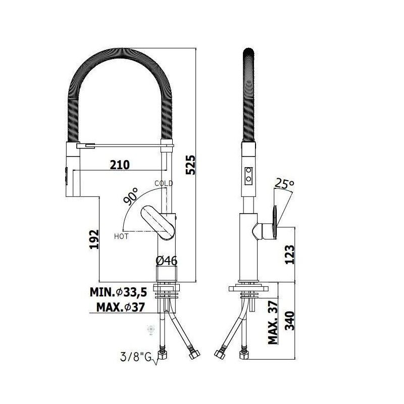 Rubinetti Cucina Con Molla Miscelatore per lavello cucina doccia a 2 getti Paffoni Candy CA179