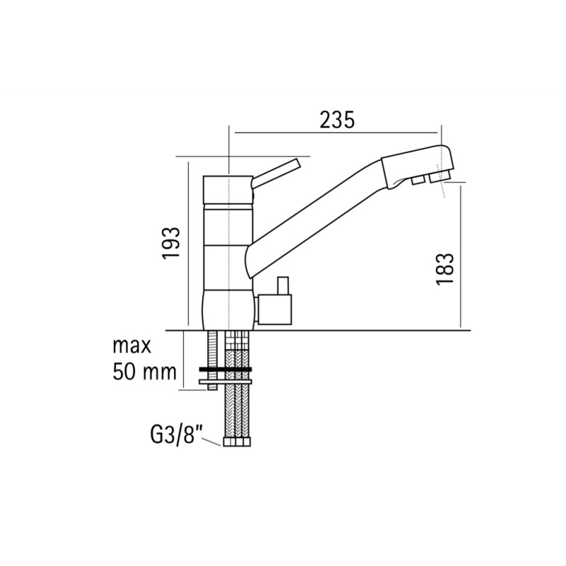 Three ways kitchen taps 3-way purified water kitchen mixer with adjustable spout Rub.Magistro 128kg