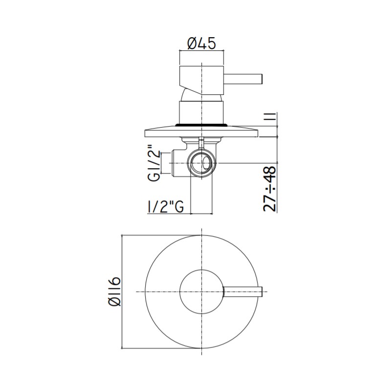 Rubinetti Doccia Incasso Miscelatore incasso doccia singola uscita Paffoni STICK SK010