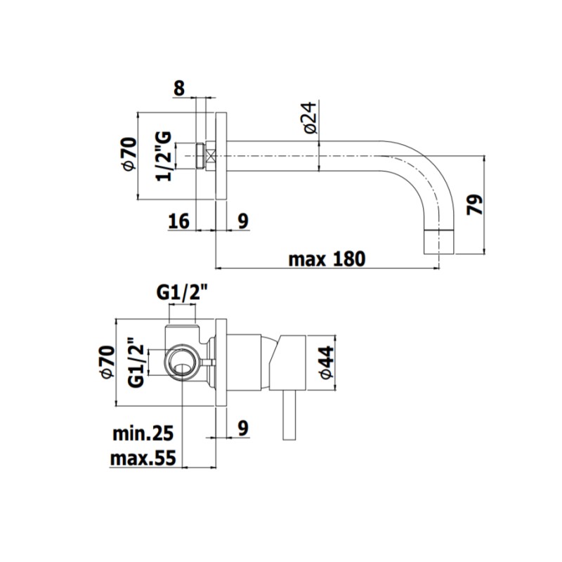 rubinetti lavabo a parete Concealed single lever basin mixer Paffoni STICK SK006CR