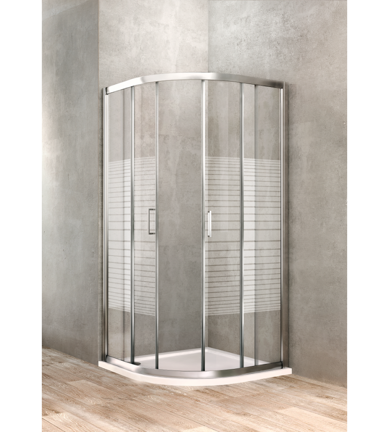 Semi-round shower enclosure 90 x 90 silk-screened glass Ponsi Gold BBGOLSSE90