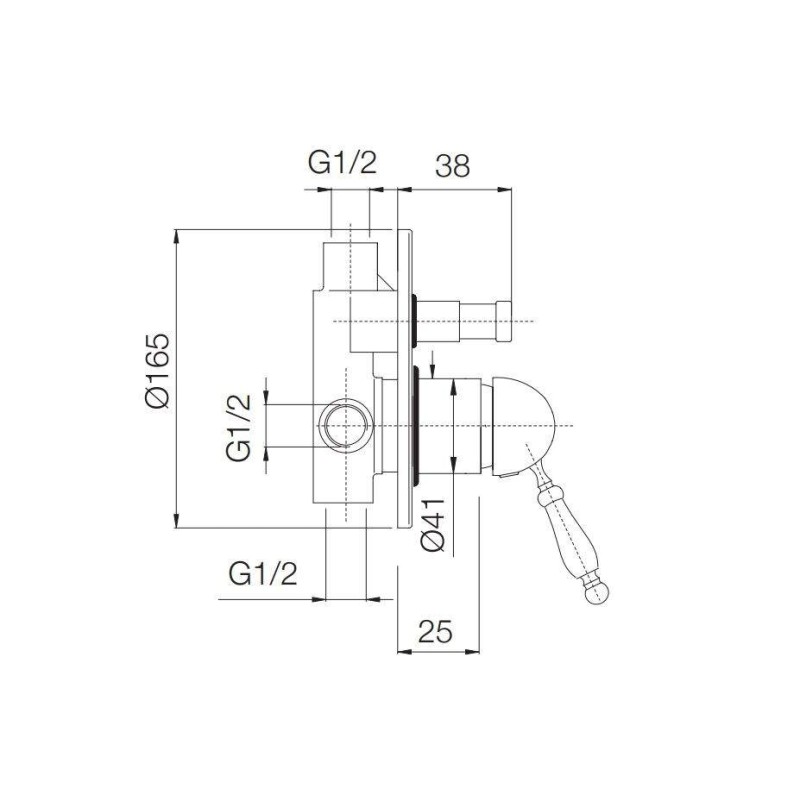 Built-in shower taps Built-in mixer for shower and bath with two outlets Nice Funny 6060007BB