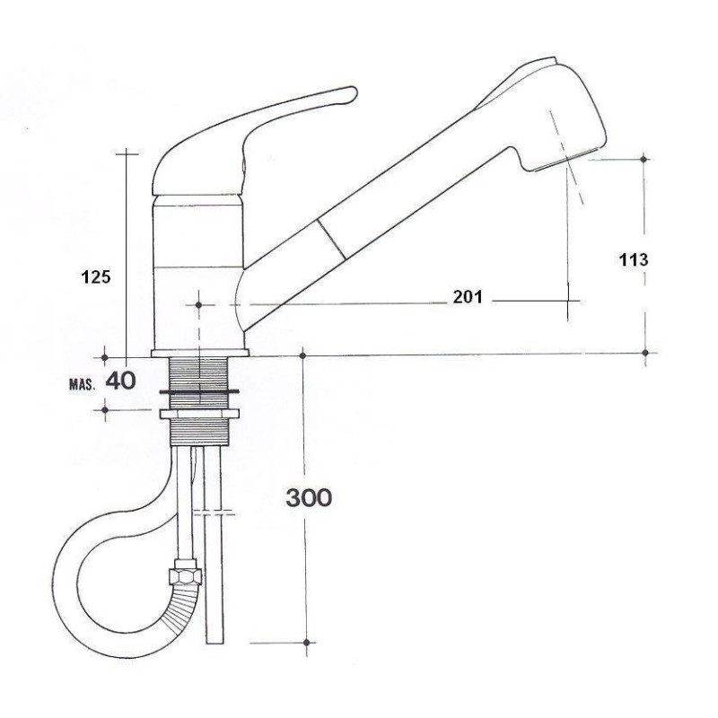 Grifo cocina con ducha extraíble Mezclador de cocina de dos funciones con ducha i Crolla 17070CR