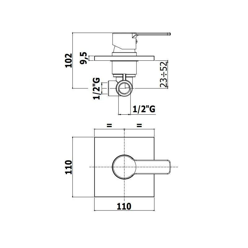 Built-in shower taps Built-in shower mixer with plate without diverter Paffoni Red RED010