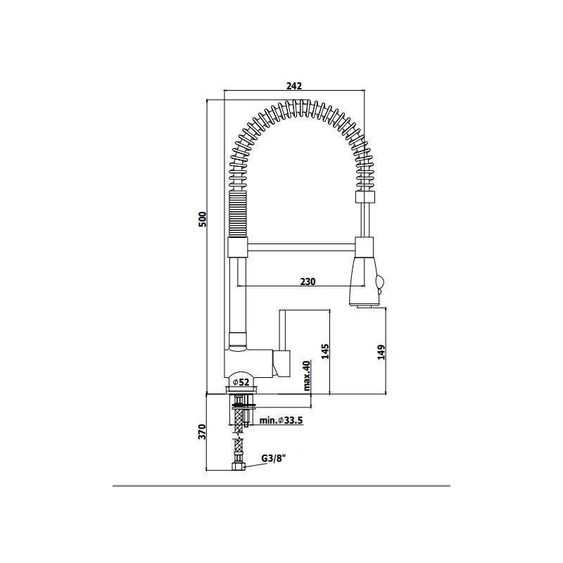 Grifos cocina con muelle Mezclador de lavabo con caño giratorio y ducha de 2 chorros Paffoni Stick SK178CR