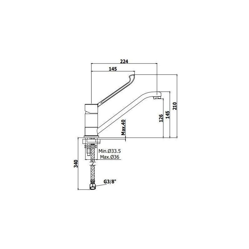 Rubinetti Cucina Tradizionali Miscelatore lavello monoforo con leva clinica Paffoni Red RED303CR