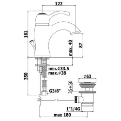 Robinets de lavabo à levier unique Mélangeur de lavabo avec vidage 1"1/4 Paffoni Flavia FA075CR