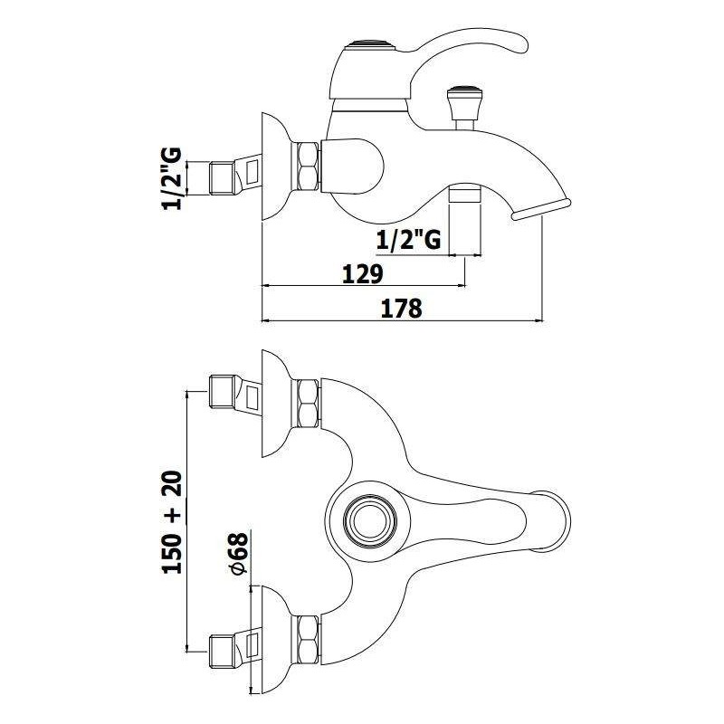 Einhebel Wannenarmaturen Bade-/Duschmischer mit Umsteller Paffoni Flavia FA024CR