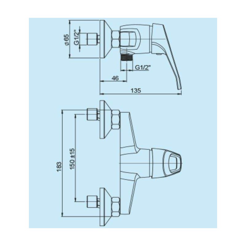 External Shower Taps External shower mixer with 1/2"G connection Piralla Naomi 0NO00028A16