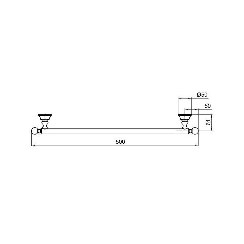 Towels rack Brass towel rail 50 cm long Webert Viktoria D500010015