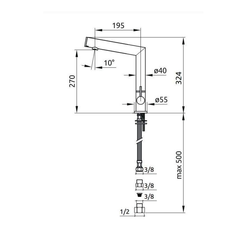 Traditionelle Küchenarmaturen Elektronischer Küchenspülenmischer mit Dual-Sensor-Technologie in Chromfarbe DMP Hello 100 86706