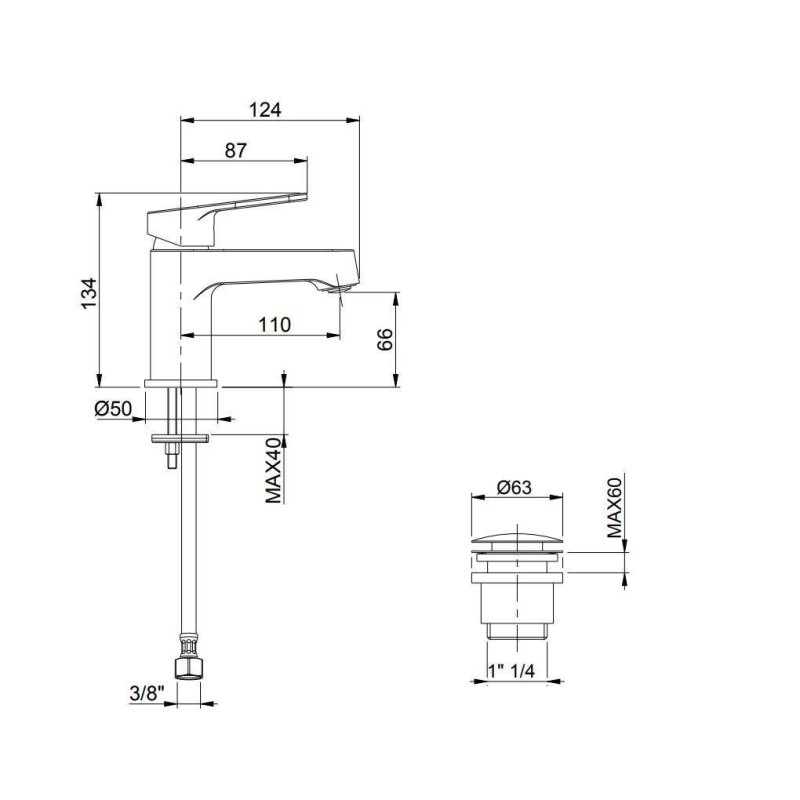 Robinet de salle de bain Ensemble complet de mitigeurs en laiton chromé ICrolla Flash KITFLASH1CR