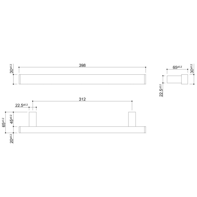 Maniglioni per Disabili Maniglione di sicurezza lineare lungo 400 mm Ponte Giulio Family G18JAS02