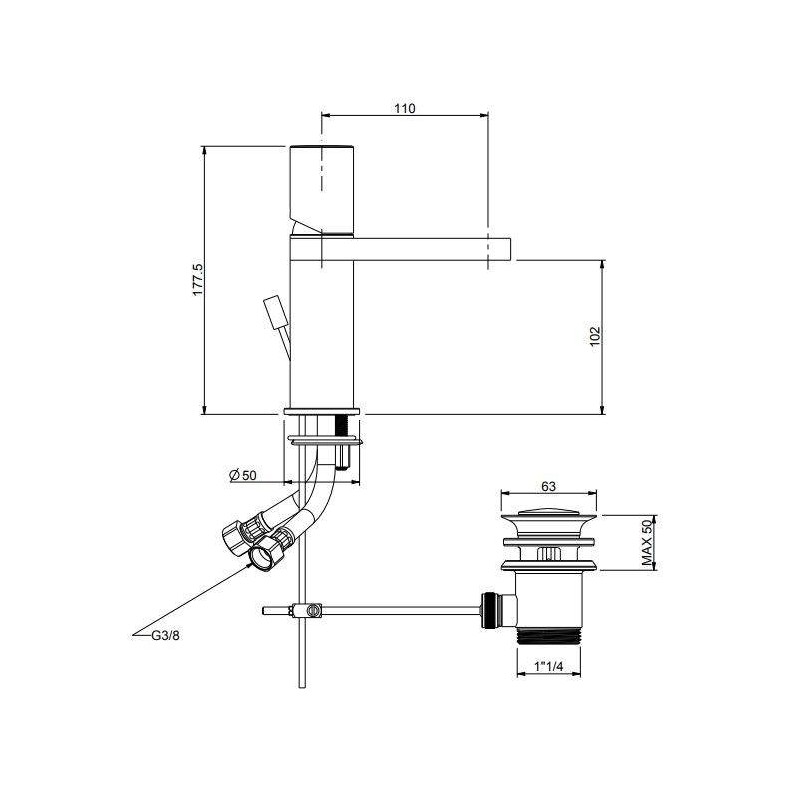 Grifos Lavabo Monomando Mezclador monomando de lavabo Resp Italia 352/A