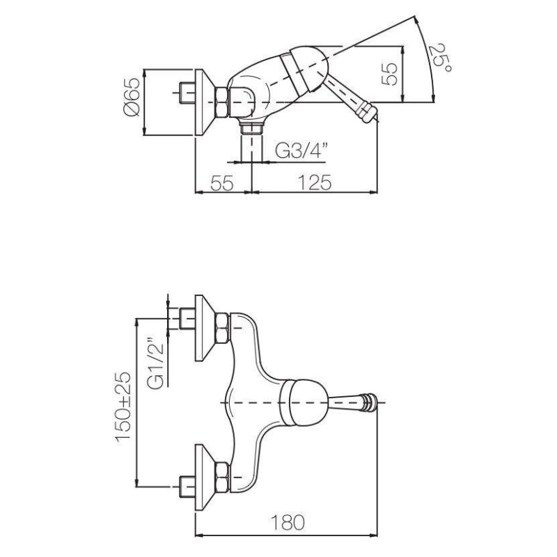 Aufputz Duscharmaturen Externer Duschmischer ohne Duschset Porta & Bini New Old 50441