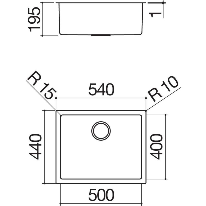 Éviers en acier inoxydable Évier de cuisine en acier inoxydable pour installation sous plan 50 x 40 cm Barazza 1X5040S