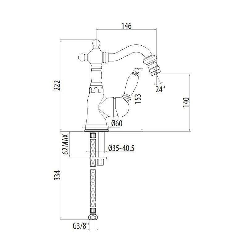 Einhebel-Bidetarmaturen Bronzefarbener Bidetmischer mit drehbarem Auslauf Gattoni Orta 2752/27VB.OLD