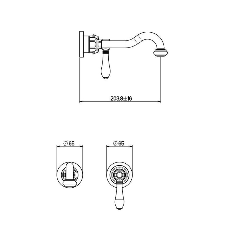 Wandarmaturen Wandmontierter Waschtischmischer mit Einbaukörper Gattoni Orta 2737/27C0.OLD