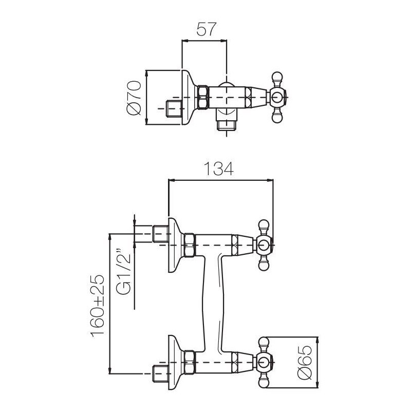 Aufputz Duscharmaturen Externe Brausebatterie in antiker Bronzefarbe Porta&Bini Old Fashion 62541BR