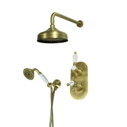 Full Shower Kit Complete shower kit in bronze color with thermostatic mixer Gattoni Orta KT105/27VB.OLD