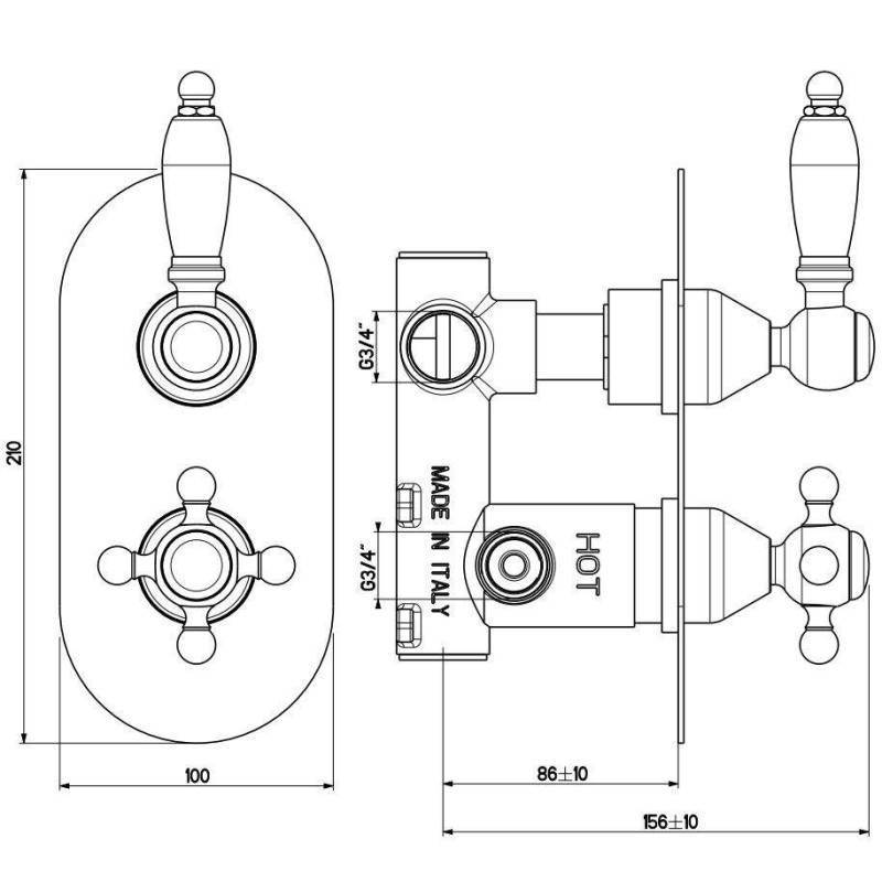 Full Shower Kit Complete shower kit in bronze color with thermostatic mixer Gattoni Orta KT105/27VB.OLD