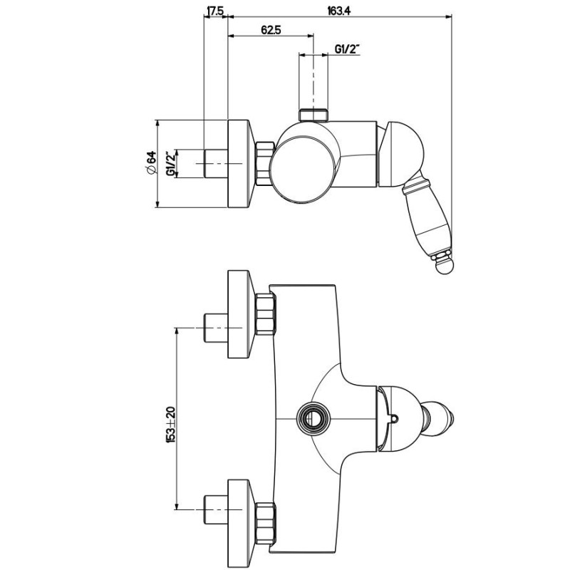 Full Shower Kit Mixer set with shower rail in chrome Gattoni Orta KT110/27C0.OLD