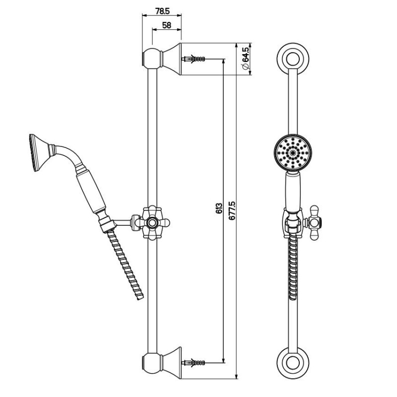 Kit Douche Mitigeur complet avec barre de douche couleur or Gattoni Orta KT110/27D0.OLD