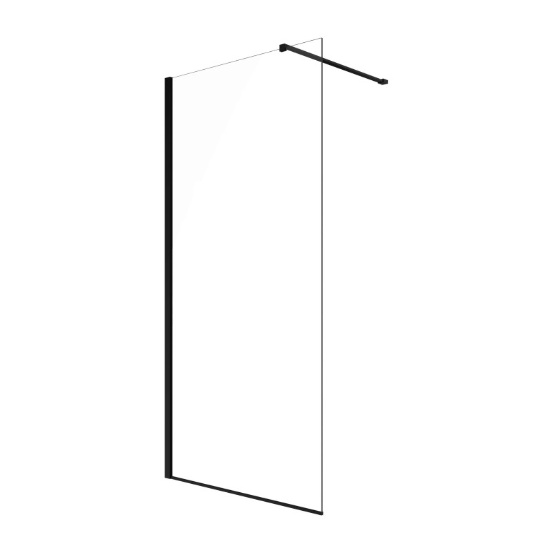 walk in shower box Fixed shower screen 100 cm transparent glass matt black finish Ercos Rex BBREXKWALK0010