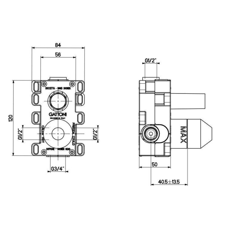 Set Rubinetteria Bagno Set miscelatore lavabo a parete, miscelatore bidet e kit doccia in colore acciaio spazzolato Gattoni Easy