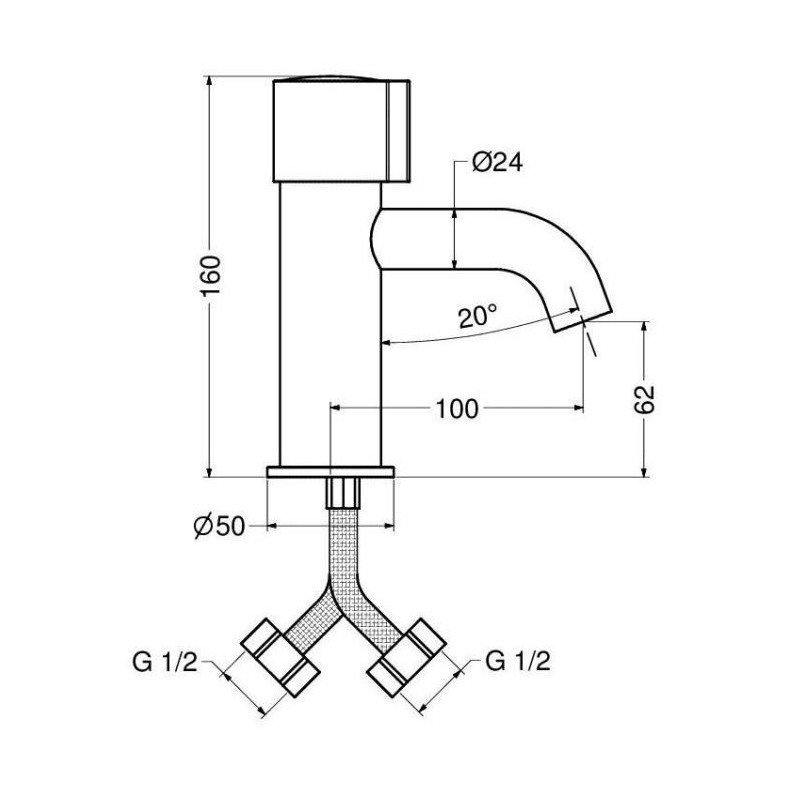 Zeitgesteuerter Druckknopfarmaturen Waschtischmischer mit 15 Sekunden zeitgesteuertem Stopp Idral Minimal 08112