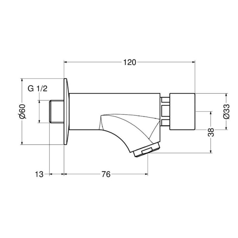 Rubinetti temporizzati a Pulsante Miscelatore lavabo a parete temporizzato con comando a pulsante Idral Modern 08200