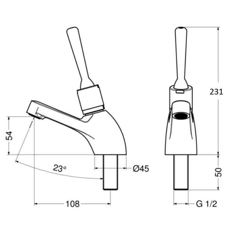 Grifos con pulsador Grifo para lavabo temporizado con palanca anti-desenroscado Idral Classic 08011A-08011A/PM