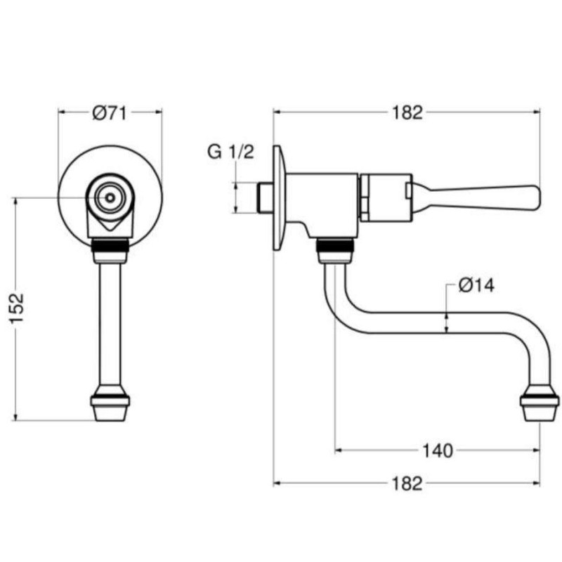 Zeitgesteuerter Druckknopfarmaturen An der Wand montierter zeitgesteuerter Waschbeckenhahn mit Antischraubhebel Idral Classic 08