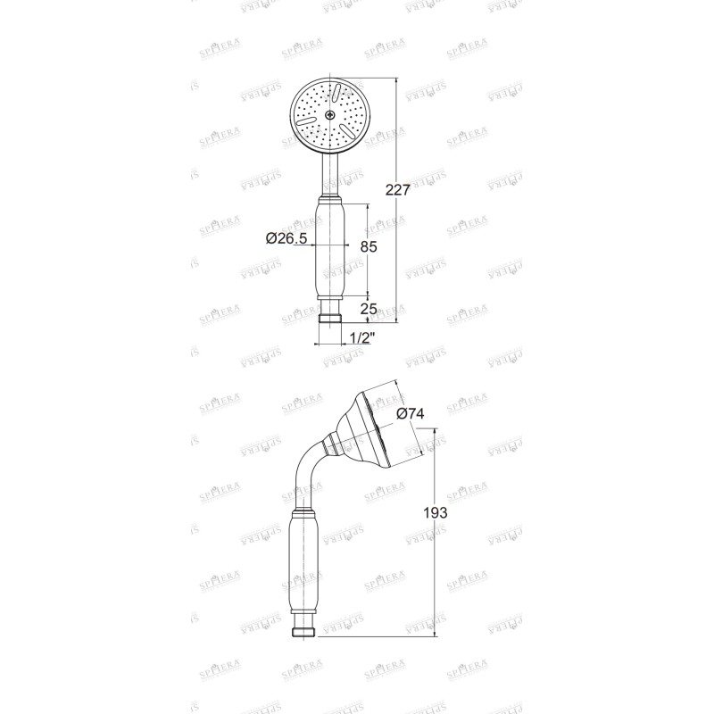 Saliscendi Asta saliscendi stile antico con doccia e flessibile finitura bronzo Sphera KING