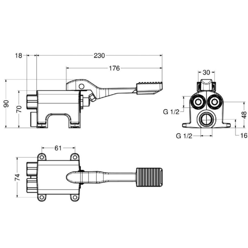 Armaturen mit Fußbetätigung Einpedal-Progressivmischer für die Bodenmontage Idral 02070