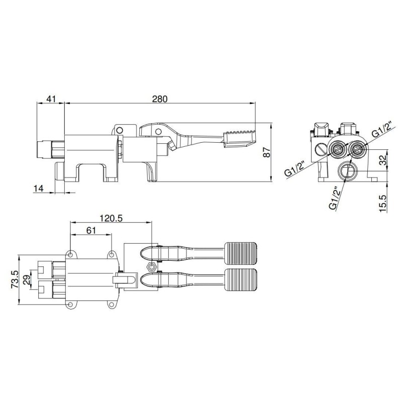 Foot-operated taps Floor mounted mixer with delivery locking device Idral 02075/01