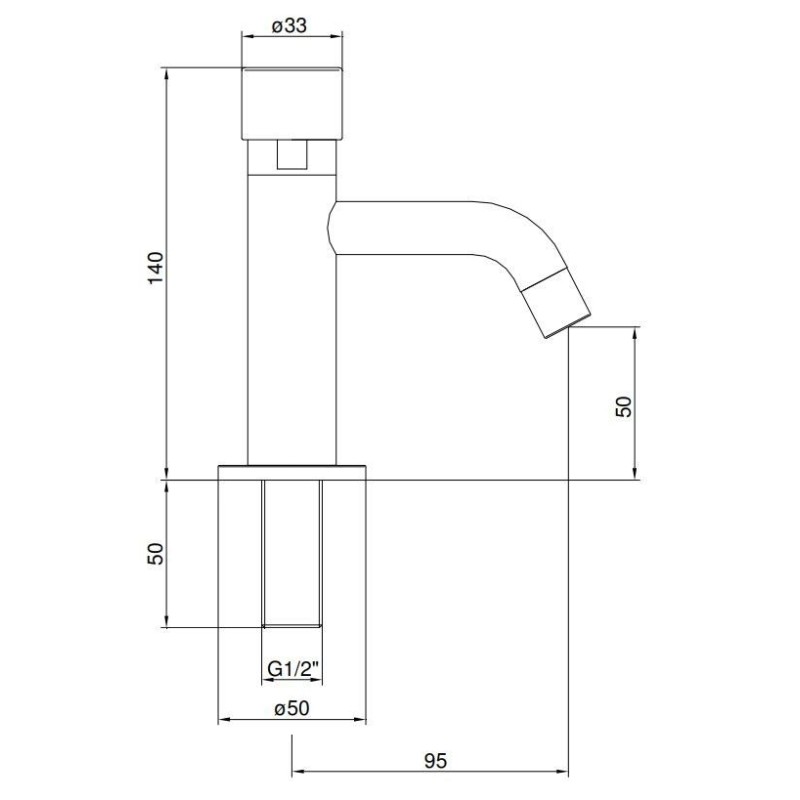 Rubinetti temporizzati a Pulsante Rubinetto lavabo con arresto temporizzato e comando a pulsante Idral 08111-08111-PM