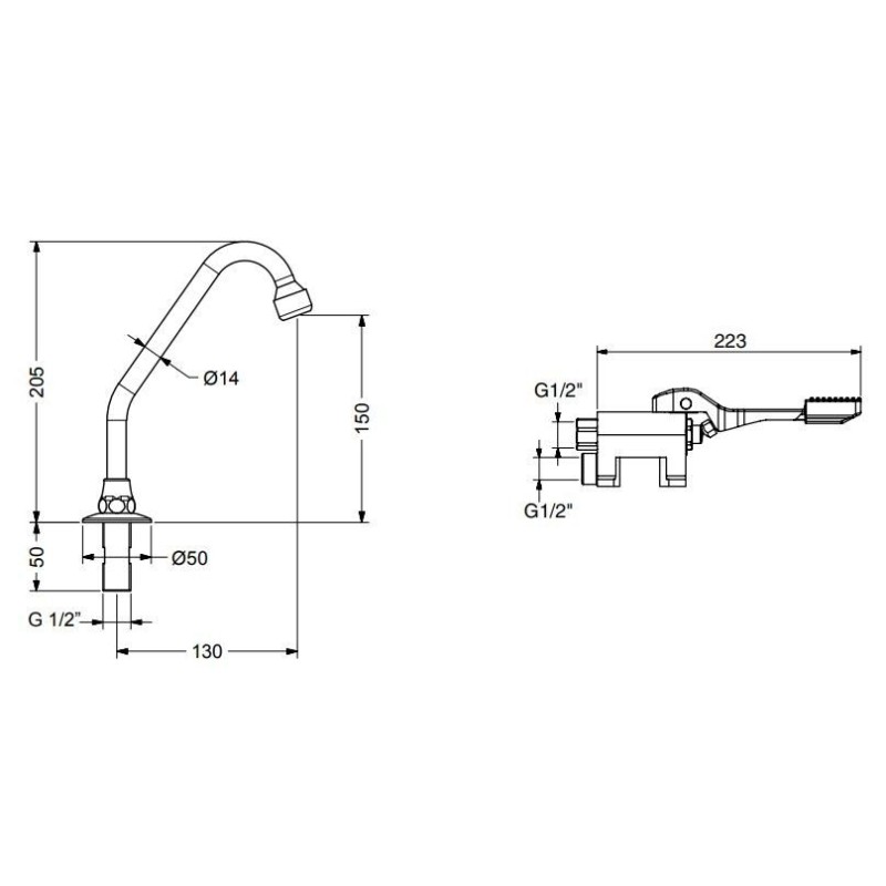 Foot-operated taps Complete installation kit with foot tap Idral KFL61/24