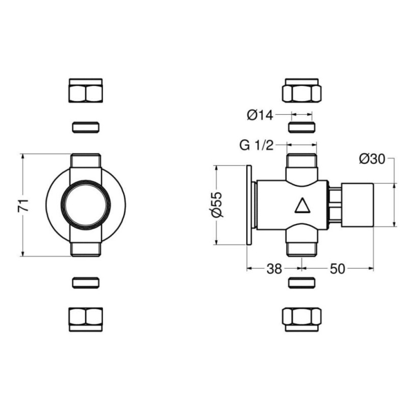 Zeitgesteuerter Druckknopfarmaturen An der Wand montierter zeitgesteuerter Duschhahn mit Druckknopf Idral Modern 08130/E - 08130