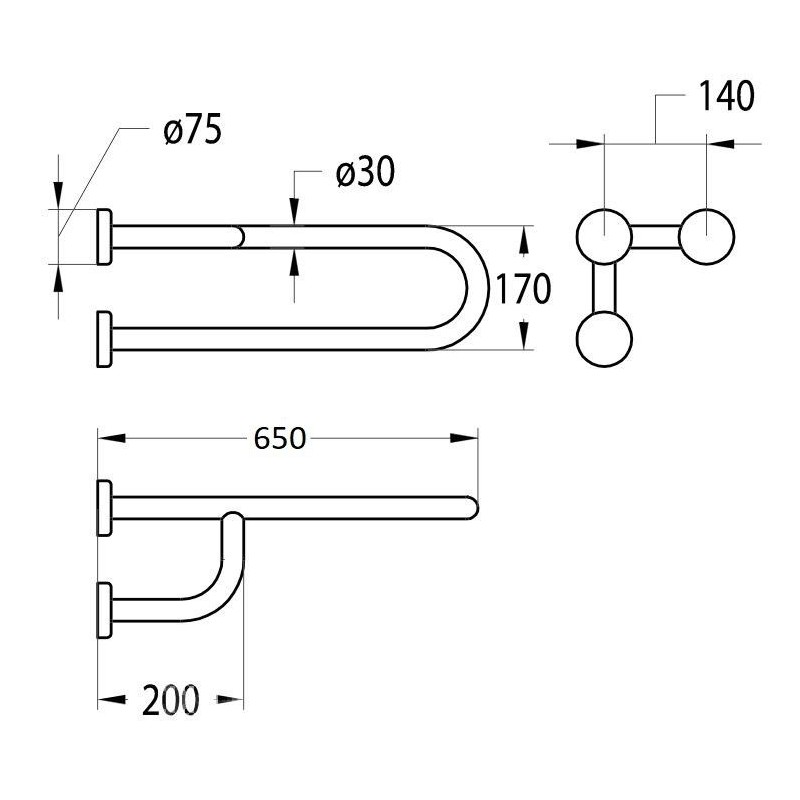 Duschhandläufe Stützstange für Badezimmer mit Epoxidpulverbeschichtung Idral Easy 12004V