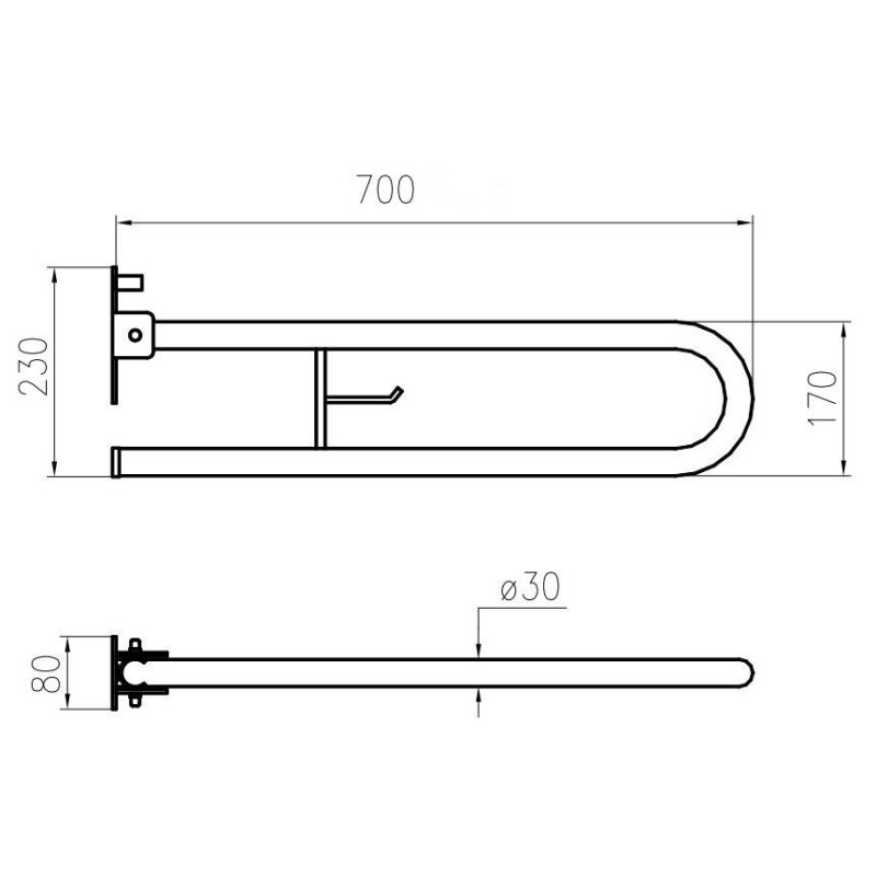 Bathroom bars for disabled Folding support bar in white color for bathrooms for disabled Idral Easy 12005V