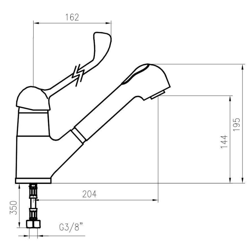 Kitchen taps with shower head Kitchen sink mixer with pull-out shower and clinical lever Idral 02451