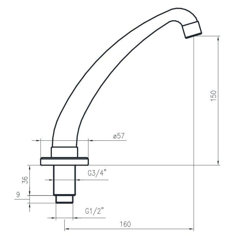 Spout of the tap spare parts Adjustable spout for installation on top Idral 02025