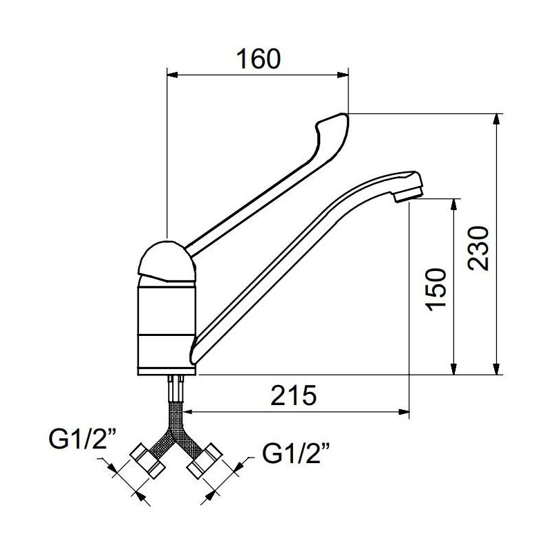 Taps with clinical lever Kitchen sink mixer with swivel spout and clinical lever Idral 02450