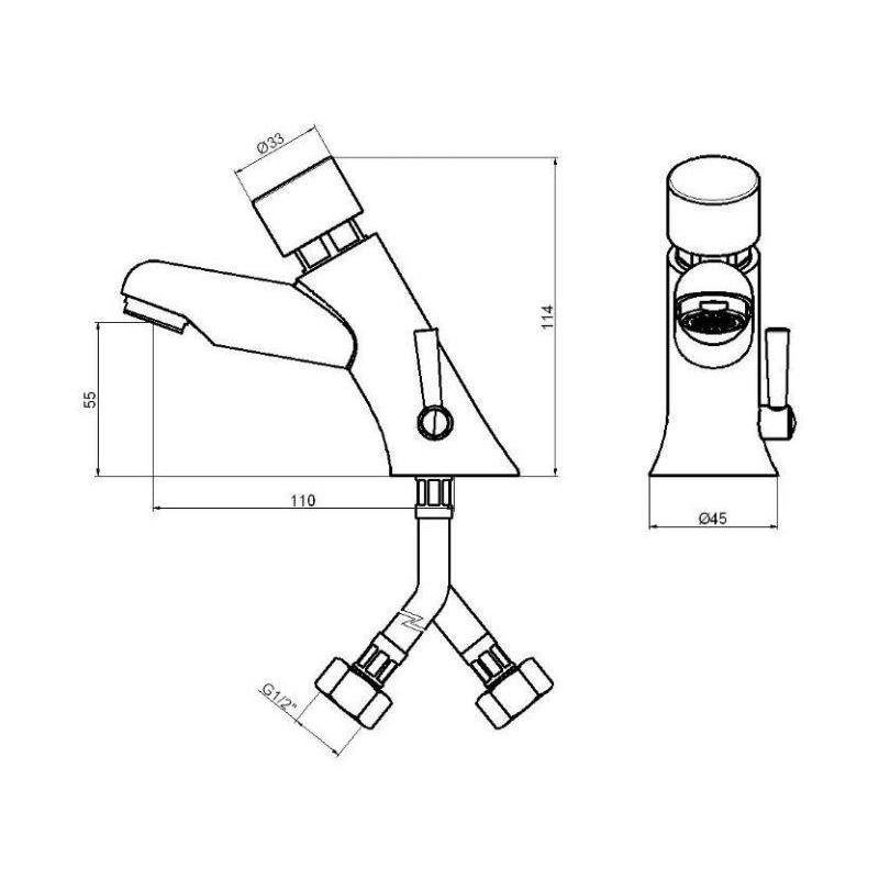 Robinets avec bouton de temps pour la sortie d'eau Mitigeur lavabo à fermeture automatique avec bouton poussoir anti-blocage Idr