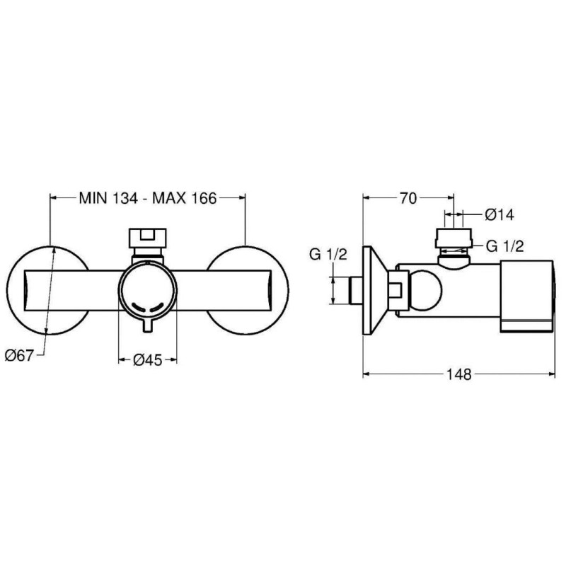 Rubinetti temporizzati a Pulsante Miscelatore doccia a parete temporizzato con comando a pulsante Idral Minimal 08132 - 08132-30