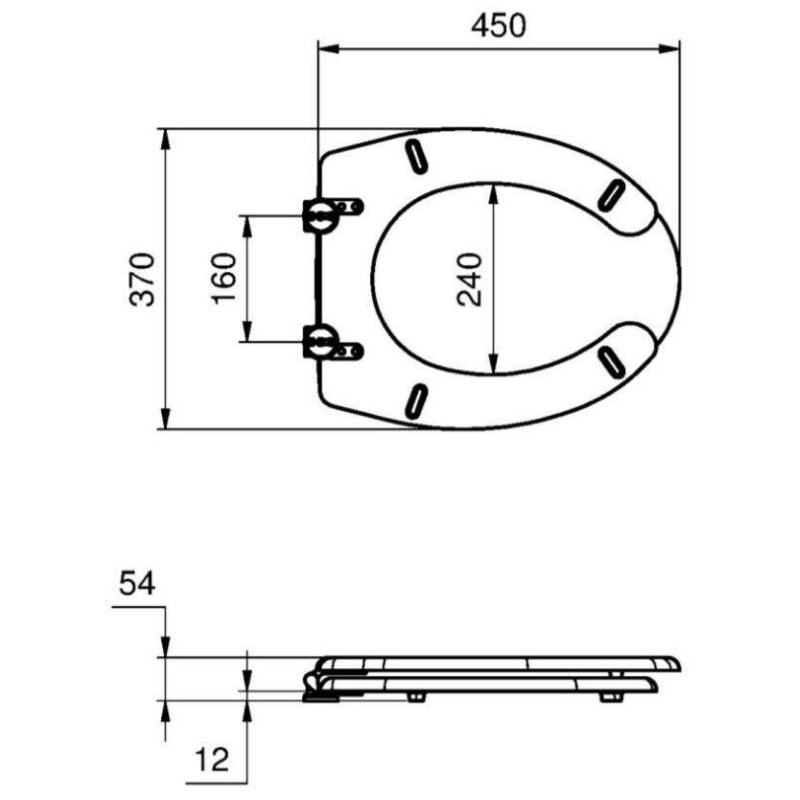 Axes pour toilet Siège blanc pour casseroles avec ouverture frontale Idral Easy 11200