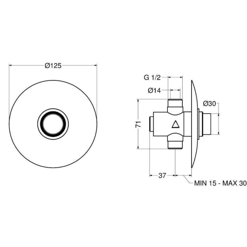 Push-Button Taps Built-in timed shower tap with anti-blocking button Idral Modern 08540/E